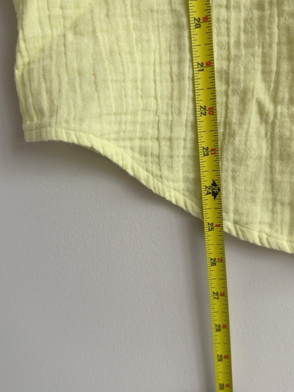 Elan Double Gauze Button Front Shirt | Lemon Yellow Cotton Top L - Picture 4 of 5